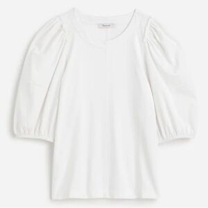 Madewell White Puff Sleeve Vneck Top Brand New Small NT331